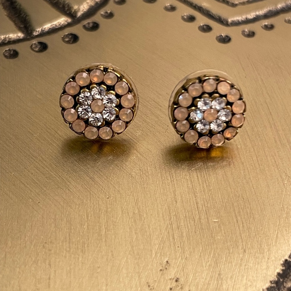Elegant Gold and Pink Stud Earrings